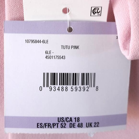 NEW Kasper Pastel Pink Collarless 3/4 Sleeve Open Front Jacket 18 Blazer Spring - Picture 7 of 10